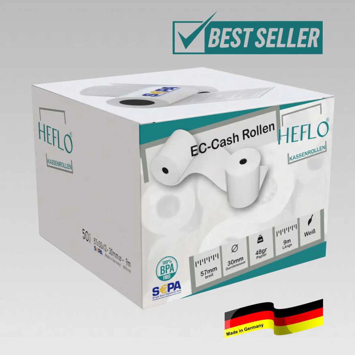 HEFLO Bestseller der 57x30mm Thermorollen mit 100 Stück